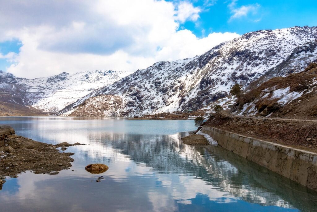 snow moutain at tsomgo or changu lake in the north sikkim india